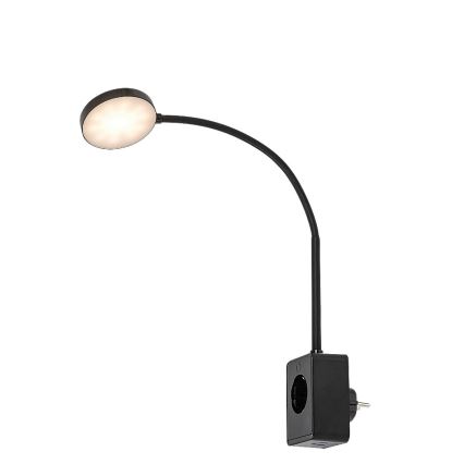 Rabalux - Dimmbare LED-Wandleuchte LED/4W/230V mit USB-Port für Steckdose 3000/4000/6000K schwarz
