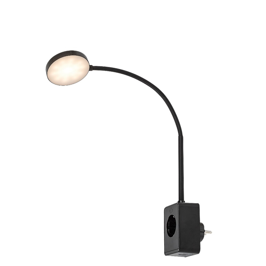 Rabalux - Dimmbare LED-Wandleuchte LED/4W/230V mit USB-Port für Steckdose 3000/4000/6000K schwarz