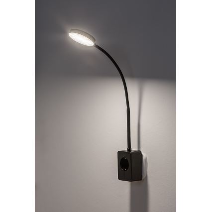 Rabalux - LED-dimmbare Wandleuchte LED/4W/230V mit USB-Anschluss für die Steckdose schwarz