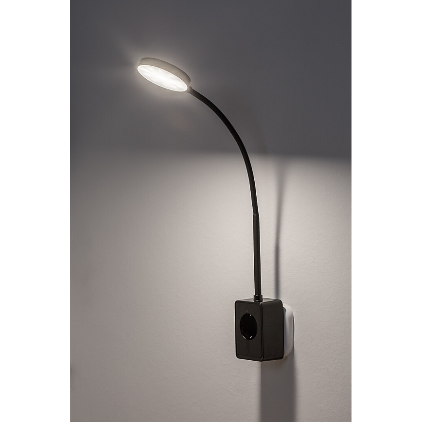 Rabalux - LED-dimmbare Wandleuchte LED/4W/230V mit USB-Anschluss für die Steckdose schwarz