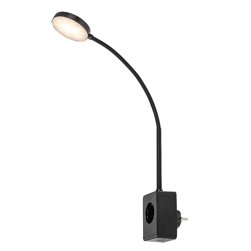 Rabalux - LED-dimmbare Wandleuchte LED/4W/230V mit USB-Anschluss für die Steckdose schwarz