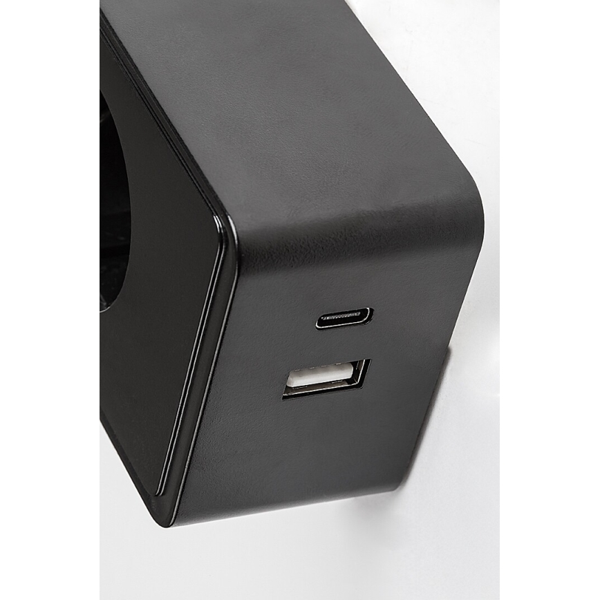 Rabalux - LED-dimmbare Wandleuchte LED/4W/230V mit USB-Anschluss für die Steckdose schwarz
