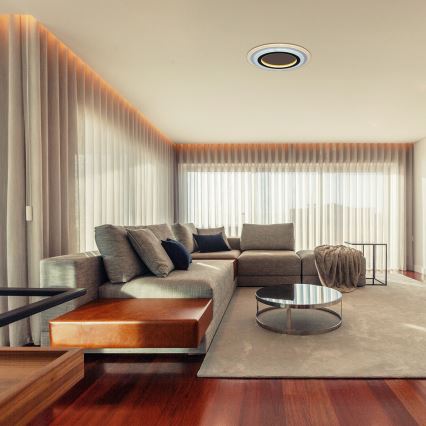 Rabalux - Dimmbare LED-Deckenleuchte LED/56W/230V 3000/4000/6000K matt Chrom/schwarz + Fernbedienung