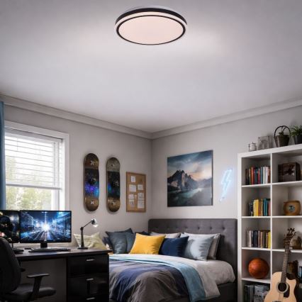 Rabalux - Dimmbare LED-Deckenleuchte LED/20W/230V 3000-6500K Ø 38,5 cm schwarz + Fernbedienung