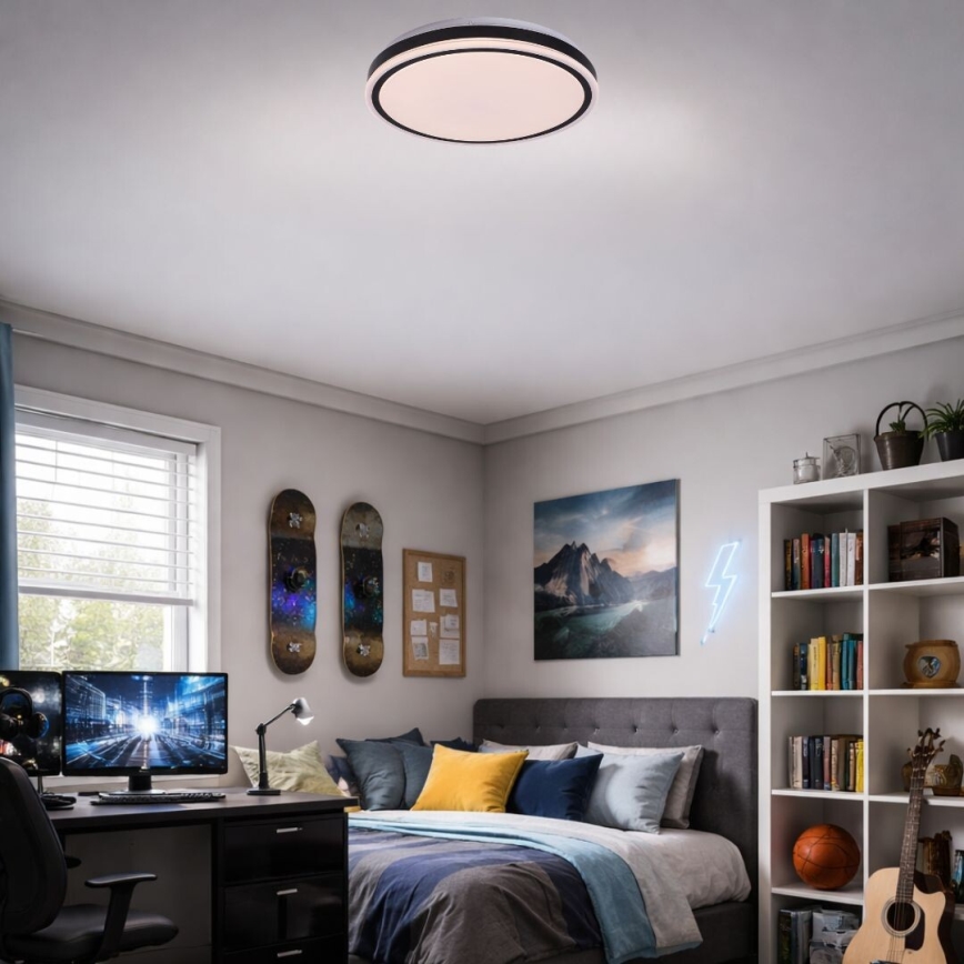 Rabalux - Dimmbare LED-Deckenleuchte LED/20W/230V 3000-6500K Ø 38,5 cm schwarz + Fernbedienung