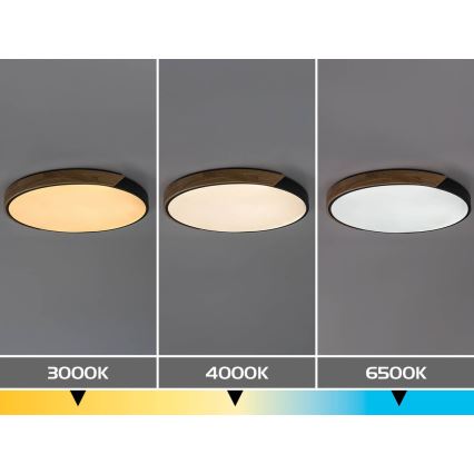 Rabalux - LED-Deckenleuchte LED/42 W/230 V 3000/4000/6500 K schwarz/Eiche Ø 41 cm