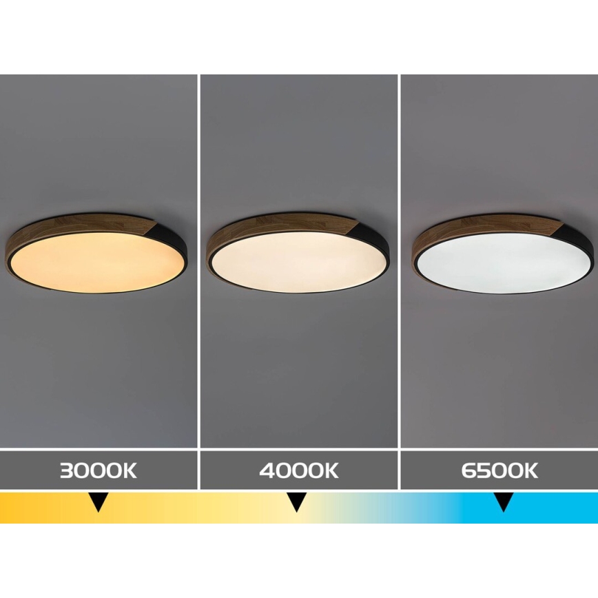 Rabalux - LED-Deckenleuchte LED/42 W/230 V 3000/4000/6500 K schwarz/Eiche Ø 41 cm