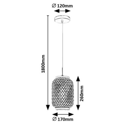 Rabalux - Hängeleuchte an Schnur 1xE27/40W/230V Rattan