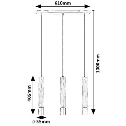 Rabalux - Deckenleuchte an Kabel 3xGU10/50W/230V Buche
