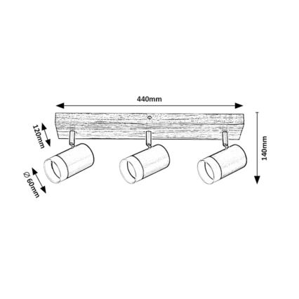 Rabalux - Deckenstrahler 3xGU10/5W/230V Eiche