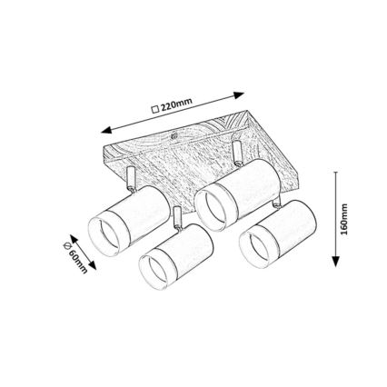 Rabalux - Deckenstrahler 4xGU10/5W/230V Eiche