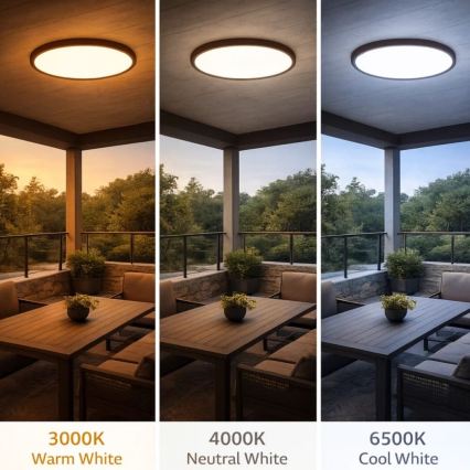 Rabalux - LED-Deckenleuchte für Badezimmer, 24W, 230V, 3000/4000/6000K, Ø 40 cm, IP44, braun