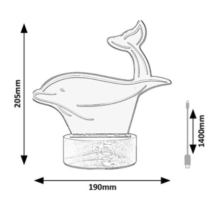 Rabalux - LED Kinder-Schreibtischlampe LED/2W/5V 3000K Delfin Buche