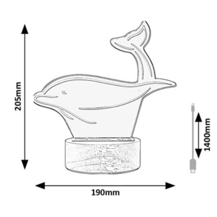 Rabalux - LED-Tischlampe für Kinder LED/2W/5V 3000K Delfin Buche