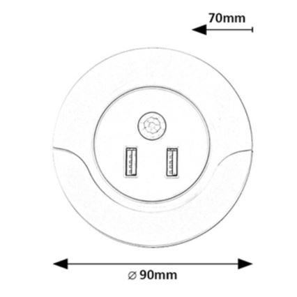 Rabalux - LED Nachtlicht mit Sensor für Steckdose 2xUSB LED/13,9W/230V 3000K