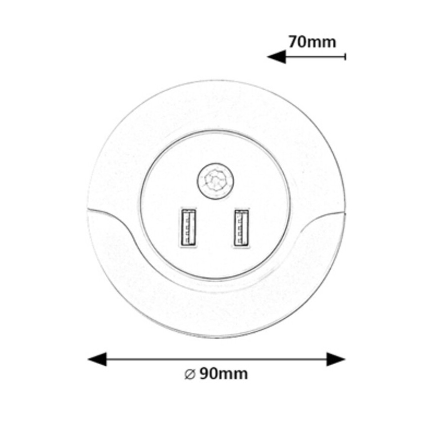 Rabalux - LED Nachtlicht mit Sensor für Steckdose 2xUSB LED/13,9W/230V 3000K