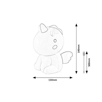 Rabalux - Kleine dimm- und aufladbare LED-RGB-Kinderleuchte mit Touch-Steuerung LED/0,45W/5V