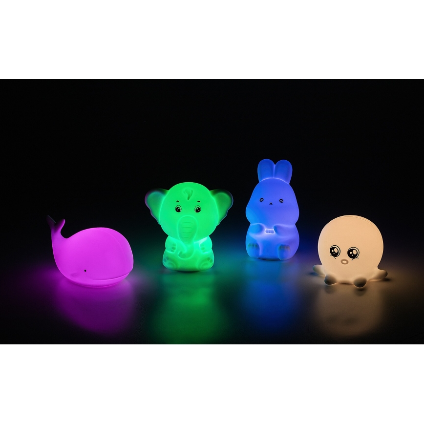 Rabalux - RGB-LED-Touch-Nachtlicht LED/0,05W/1xCR2032 Elefant