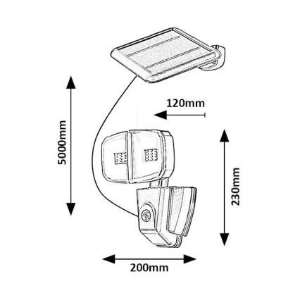 Rabalux – LED-Solarstrahler mit Sensor LED/12W/3,7V IP44