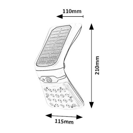 Rabalux – Dimmbare LED-Solarleuchte mit Sensor LED/4W/3,7V IP44