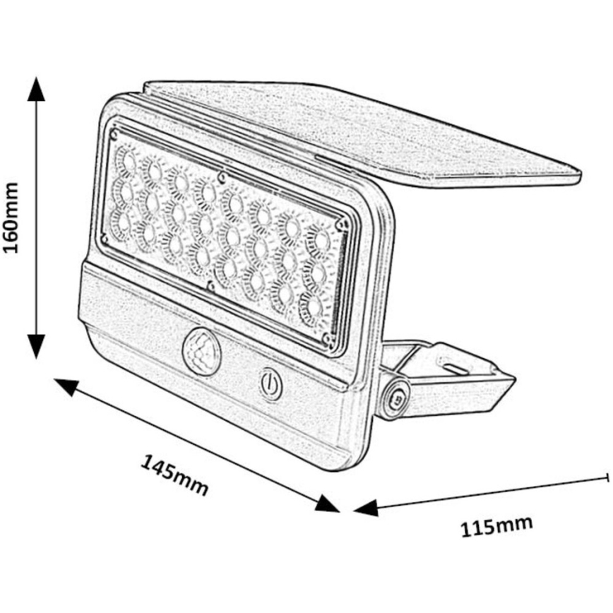 Rabalux - LED-Solarwandleuchte mit Sensor LED/7W/3,7V IP54 schwarz 3000 mAh