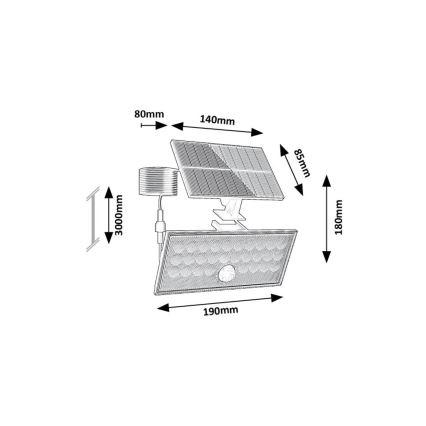 Rabalux - LED-Solarstrahler mit Sensor LED/8W/3,7V 1800mAh IP65 + Fernbedienung