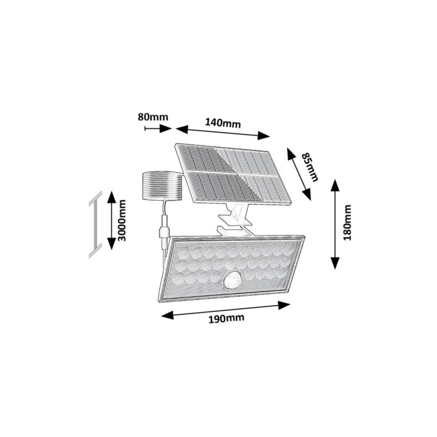 Rabalux - LED-Solarstrahler mit Sensor LED/8W/3,7V 1800mAh IP65 + Fernbedienung