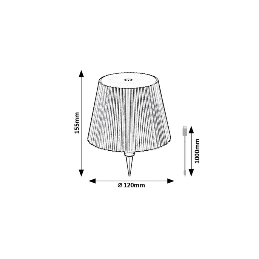 Rabalux - Dimmbarer, wiederaufladbarer LED-Lampenschirm für Flaschen LED/2W/5V 2000 mAh IP44