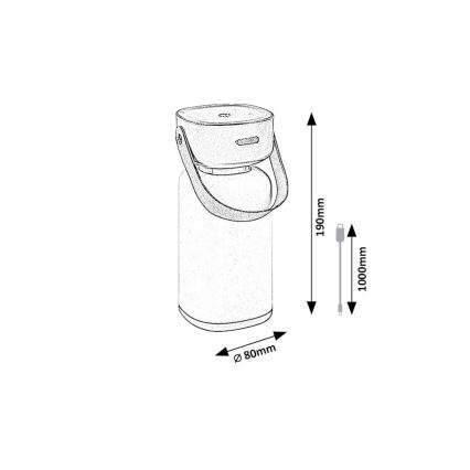 Rabalux - Aufladbare LED-Outdoor-Tischleuchte mit Dimm- und Touch-Funktion LED/3W/5V IP44 braun