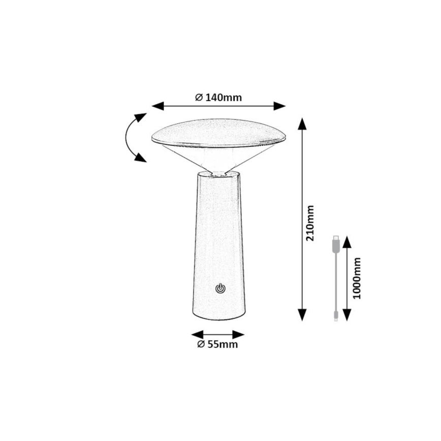 Rabalux - Dimm- und aufladbare LED-Tischleuchte mit Touch-Funktion POLPERRO LED/3W/3,7V 1200mAh weiß