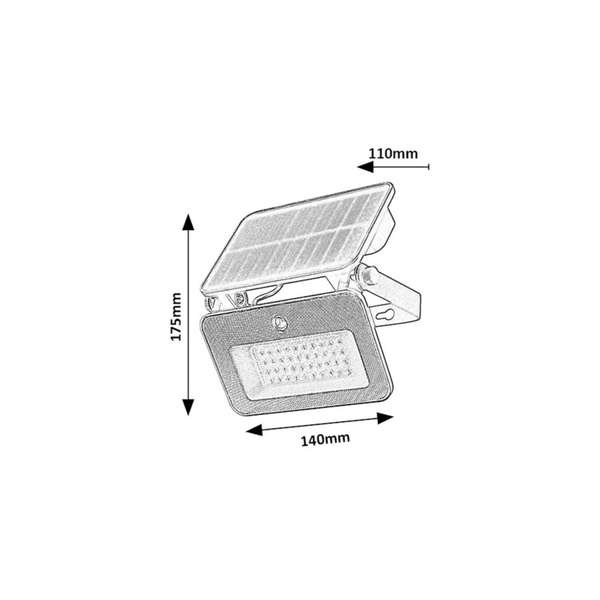 Rabalux - LED-Solarstrahler mit Sensor LED/6W/3,7V 3000/4000/6500K IP65