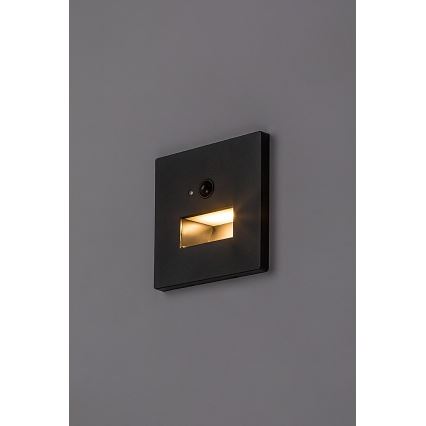 Rabalux - LED-Treppenleuchte mit Bewegungs- und Dämmerungssensor LED/1W/230V 3000/4500/6500K schwarz