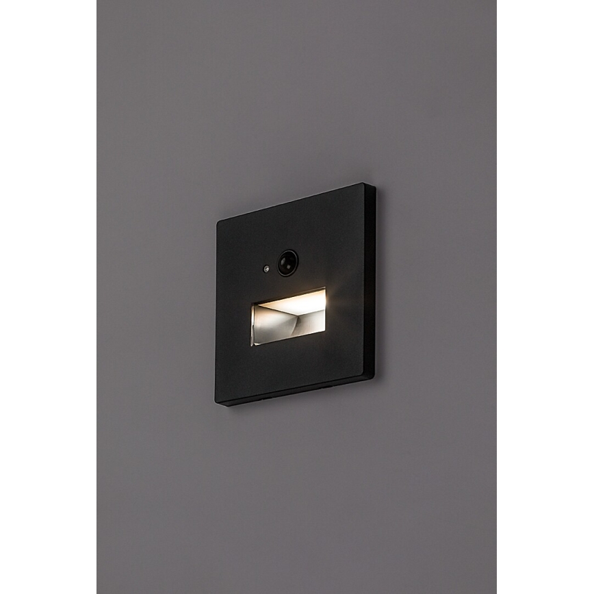 Rabalux - LED-Treppenleuchte mit Bewegungs- und Dämmerungssensor LED/1W/230V 3000/4500/6500K schwarz