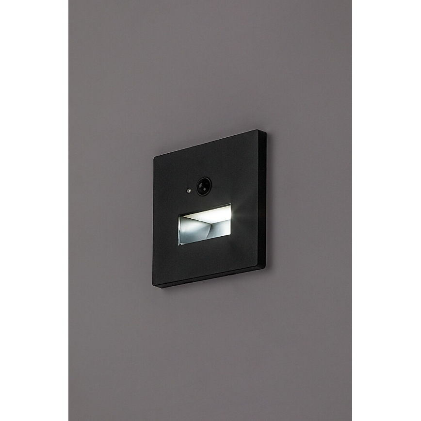 Rabalux - LED-Treppenleuchte mit Bewegungs- und Dämmerungssensor LED/1W/230V 3000/4500/6500K schwarz
