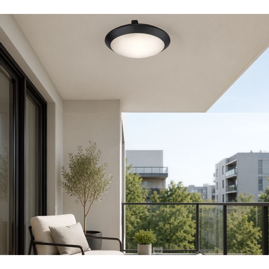 Rabalux - Außen-Deckenleuchte mit Bewegungsmelder 1xE27/9W/230V IP65 Ø 30 cm schwarz