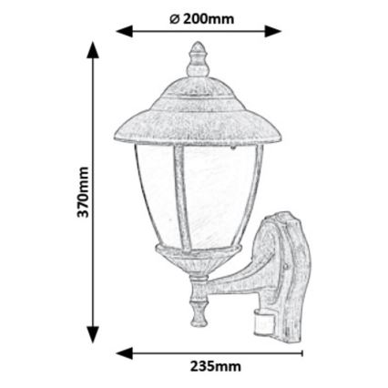 Rabalux - Außen Wandbeleuchtung mit Sensor 1xE27/60W/230V IP43 gold