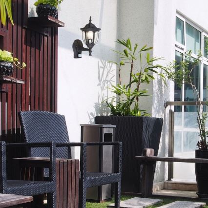 Außen Wandbeleuchtung mit Sensor 1xE27/60W/230V IP43 schwarz