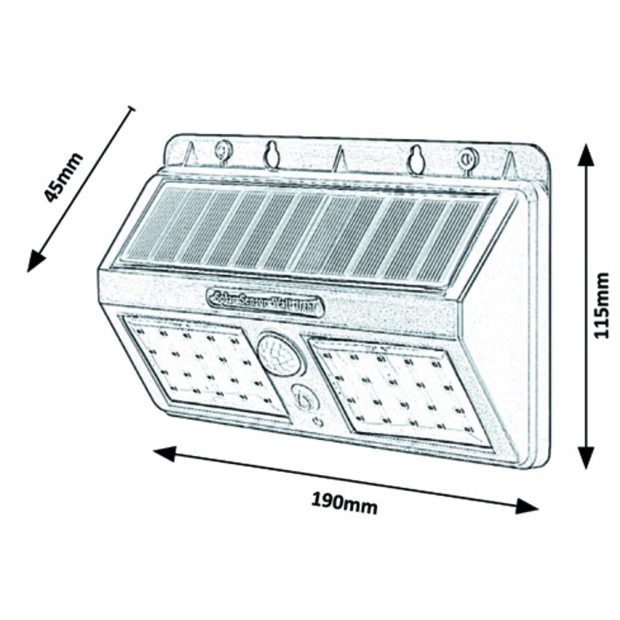 Rabalux - LED Solar-Wandleuchte mit Sensor IP44 1200 mAh