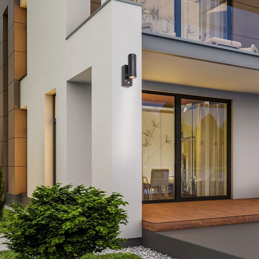 Rabalux - Außen Wandbeleuchtung mit Sensor 2xGU10/10W/230V IP44 schwarz