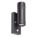 Rabalux - Außenwandleuchte mit Sensor 2xGU10/10W/230V schwarz IP44
