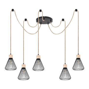 Rabalux - Deckenleuchte an Kabel 5xE27/40W/230V Spinne schwarz/Buche