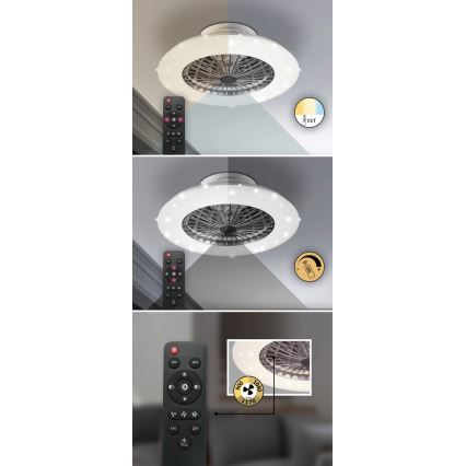 Rabalux - Dimmbare LED-Deckenleuchte mit Ventilator LED/30W/230V 3000-6500K + Fernbedienung