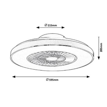 Rabalux - Dimmbare LED-Deckenleuchte mit Ventilator LED/40W/230V 3000-6500K + Fernbedienung