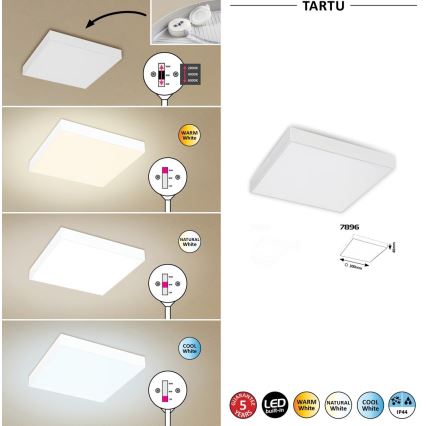 Rabalux - LED-Deckenleuchte LED/24W/230V 3000-6000K IP44 weiß