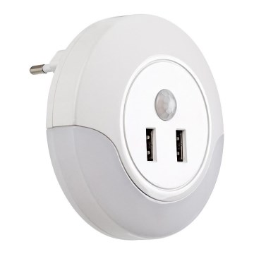 Rabalux - LED Nachtlicht mit Sensor für Steckdose 2xUSB LED/13,9W/230V 3000K