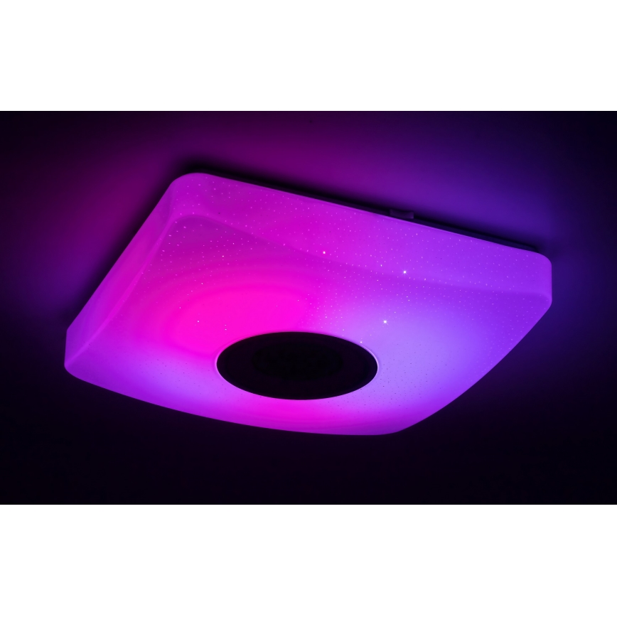 Rabalux - LED RGB dimmbare Deckenleuchte mit Lautsprecher LED/18W/230V 3000-6000K Bluetooth + Fernbedienung 36,5x36,5 cm