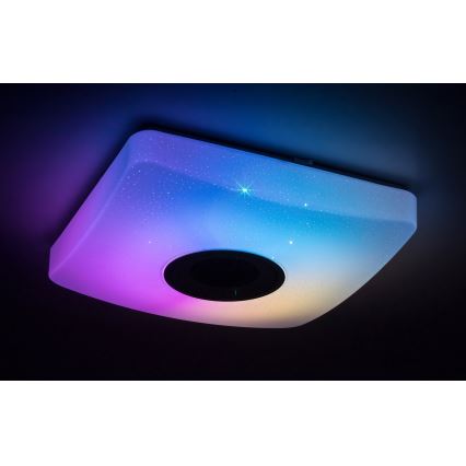 Rabalux - LED RGB dimmbare Deckenleuchte mit Lautsprecher LED/18W/230V 3000-6000K Bluetooth + Fernbedienung 36,5x36,5 cm