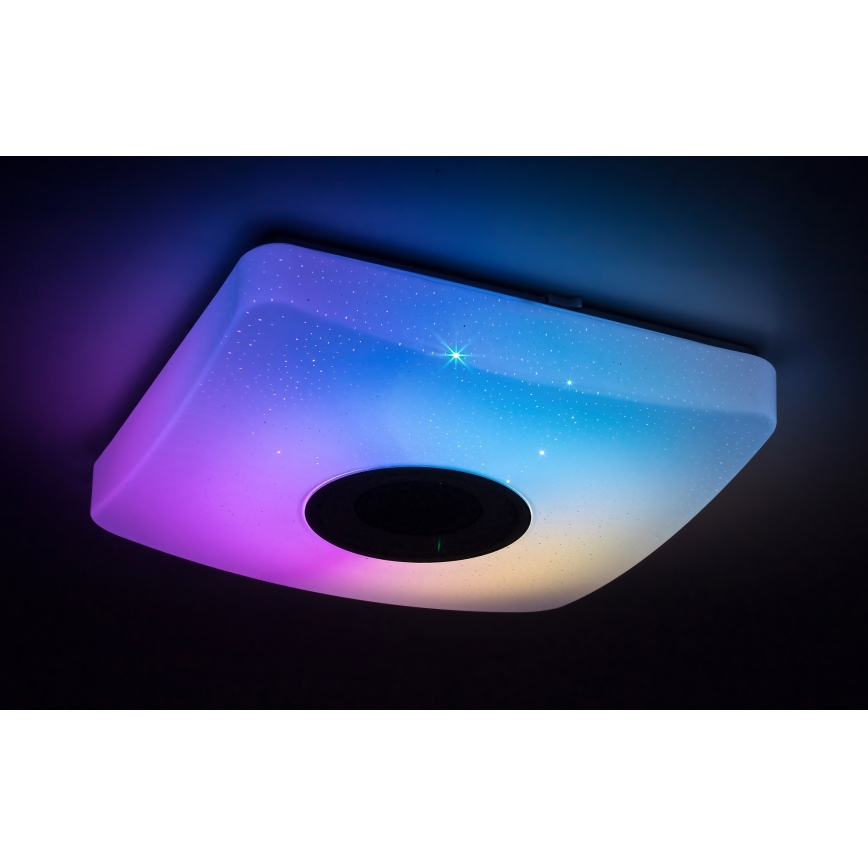 Rabalux - LED RGB dimmbare Deckenleuchte mit Lautsprecher LED/18W/230V 3000-6000K Bluetooth + Fernbedienung 36,5x36,5 cm