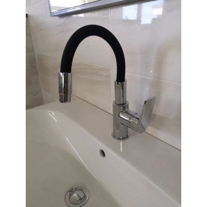 RAV Slezák CO119.0/15 - Spültischarmatur mit flexiblem Auslauf COLORADO 25 cm schwarz/glänzender Chrom