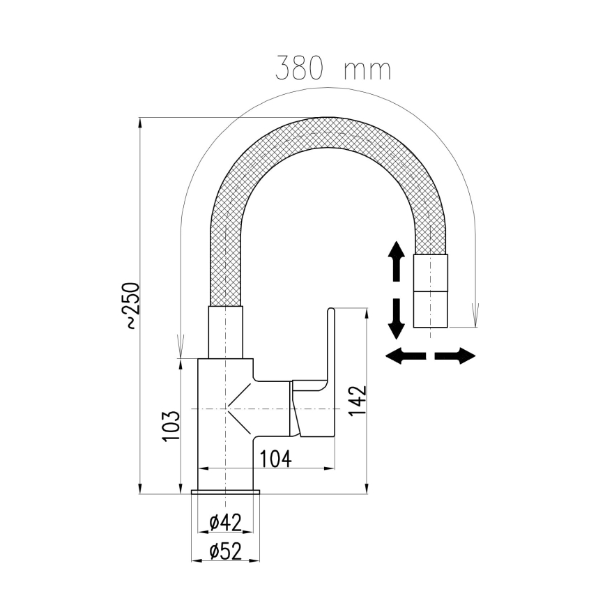 RAV Slezák CO119.0/16 - Spültischarmatur mit flexiblem Auslauf und Brause COLORADO 25 cm schwarz